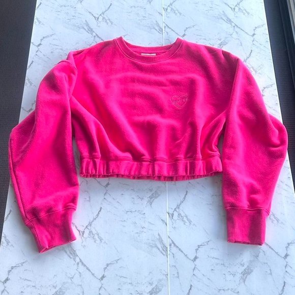 Oh Polly Tops - Bo and tee pink cropped sweatshirt jumper - Large (L size)